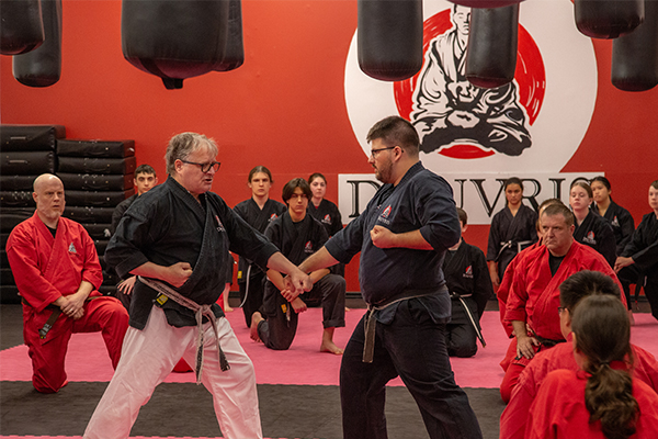 Master Peter Douvris teaching adult karate at Bank Street Douvris
