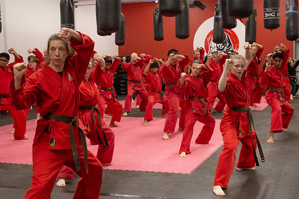 Youth karate program at Douvris Bank Street