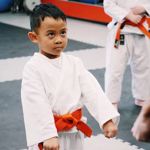 Douvris Barrhaven Karate kid member standing at attention